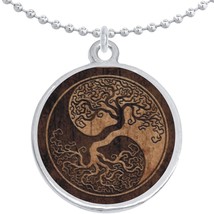 Yin Yang Tree Roots Round Pendant Necklace Beautiful Fashion Jewelry - £8.66 GBP