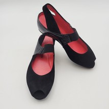Pos Ole Rouge Womens 5.5 M/35.5 Suede Peep Toe Mary Jane Slingback Sanda... - $29.99
