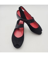 Pos Ole Rouge Womens 5.5 M/35.5 Suede Peep Toe Mary Jane Slingback Sanda... - $42.08 CAD