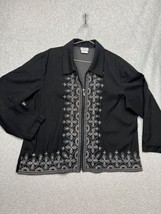 Vintage BonWorth Womens Jacket Blazer Full Zip Embroidered Black Petites... - £25.89 GBP