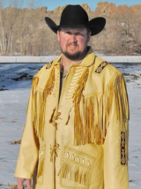 Men&#39;s American Buckskin Leather Jacket Handmade Indian Beads Western Cowboy Coat - £71.17 GBP+