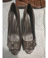 Antonio Melani Women&#39;s High Heel Pumps Size 8M Brown Leather Open Toe Bu... - €9,33 EUR