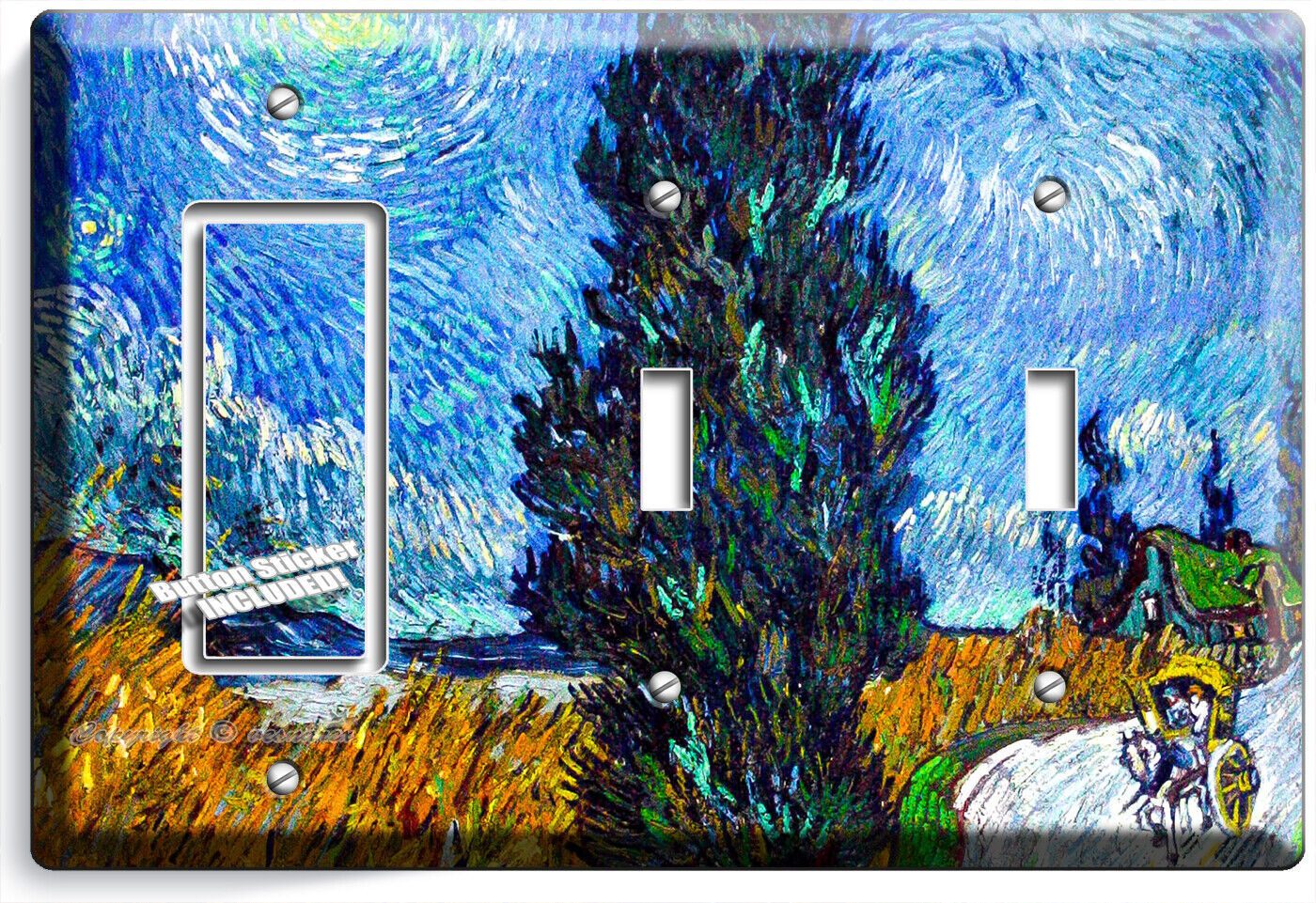 VAN GOGH PROVIDENCE COUNTRY ROAD BY NIGHT LIGHTSWITCH OUTLET WALL PLATE ROOM ART Item image 6