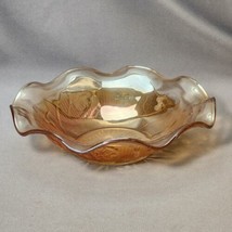 Vintage Jeannette Iris &amp; Herringbone Marigold Centerpiece Bowl Carnival Glass - £12.46 GBP