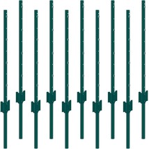 VEVOR 3 Feet Fence Post 10 Pack T-Post Heavy Duty Metal Fence Posts Green - $84.52