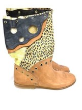 Marco Leather Boots Womens EU 39 US 8M Italy Mixed Media Animal Print me... - $200.48