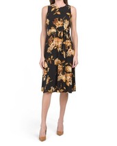 New Anne Klein Black Yellow Flora Fit And Flare Belted Midi Dress Size 16 $119 - £51.95 GBP