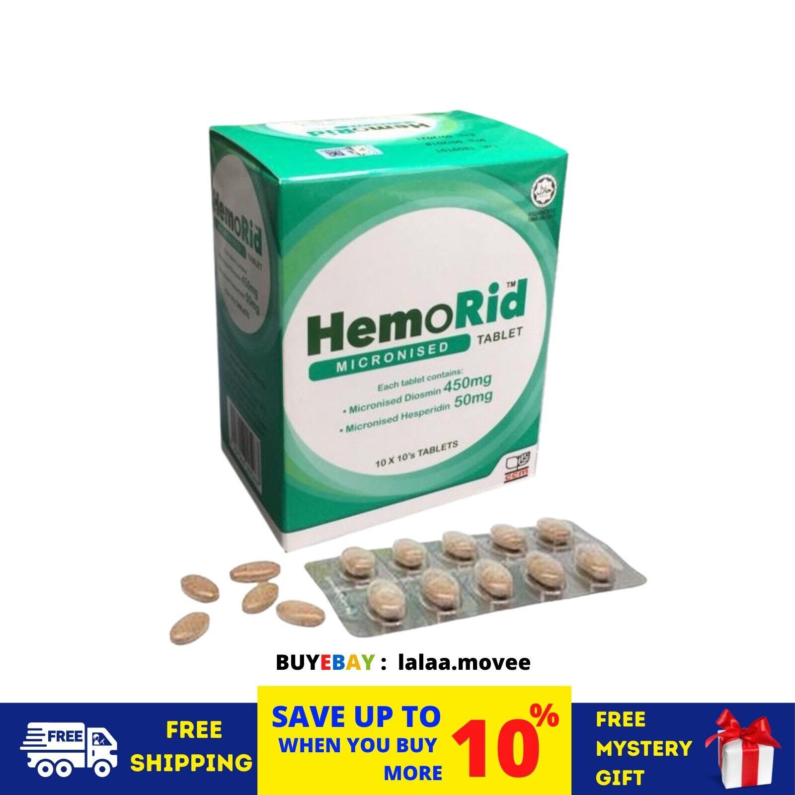 Primary image for HEMORID Micronized Tablet 100 Tablets Treatment of Hemorrhoids/Piles