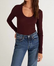 Z Supply sirena rib long sleeve tee in GARNET - £26.25 GBP