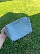 Michael Kors Selma Studded Saffiano Leather Messenger Celadon Handbag NWT - $163.19