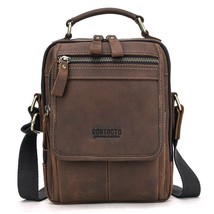 Crazy Horse Leather Men Messenger Bag Vintage Man HandBags for 7.9&quot; iPad High Qu - £102.55 GBP