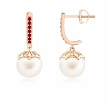 Freshwater Cultured Pearl Drop Earrings for Women in 14k Solid Gold (AA, 8MM) - £353.96 GBP