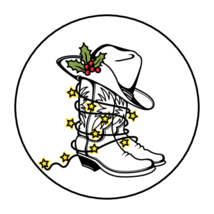 CHRISTMAS ENVELOPE SEALS STICKERS LABELS TAGS 1.5&quot; ROUND COWBOY BOOTS HA... - $7.49