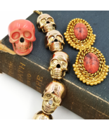 Halloween Skull Necklace Ring and Earrings in Fashion Jewelry Bundle - £21.17 GBP