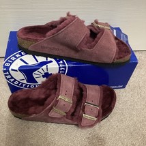 Birkenstock  WOMENS SIZE 8 Arizona Maroon Shearling Fur NARROW - $77.98