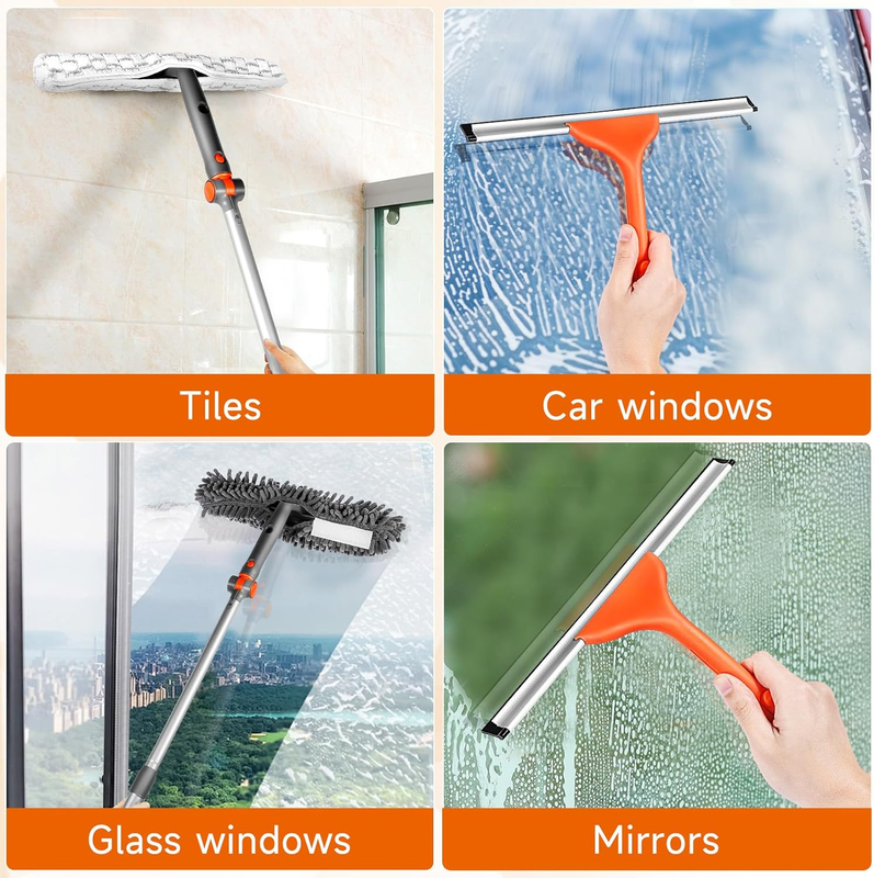Chabatree Window Squeegee Cleaner Set 2-In-1 Window Cleaning Tool with Extendabl Item image 5