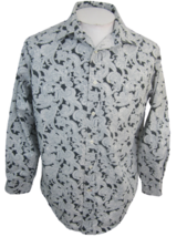 Daniel Cremieux Men dress shirt l/s paisley L pit to pit 25 black white slimming - £19.77 GBP