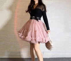 A-line BLUSH PINK Ruffle Tulle Tutu Skirt Women Plus Size Holiday Tulle Skirts image 2