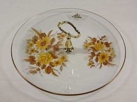 Viking Glass Yellow Floral Center Handle Plate, Center Handle Server, Ye... - £31.45 GBP