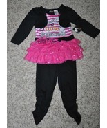 Girls Halloween Dress &amp; Leggings Mummys Lil Princess Blac Pink 2 pc Set-... - £14.07 GBP