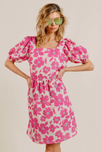 BiBi Printed Square Neck Puff Sleeve Mini Dress - £33.93 GBP