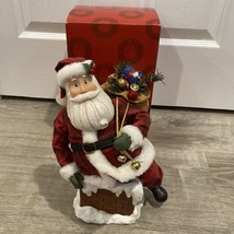 10.5&quot; Santa Claus with Sack of Presents in Chimney Collectible Figure w/... - $71.05