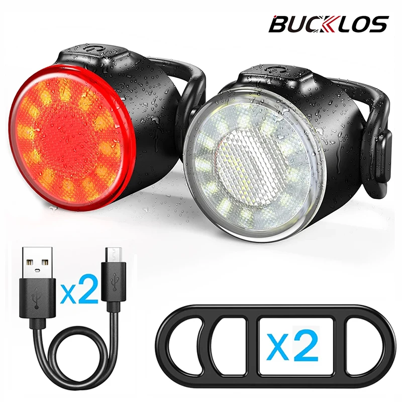 BUCKLOS Lights Bike Lamp LED USB Rechargeable Bicycle Lighting Lamp Front and - £11.67 GBP