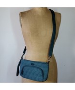 Lug Flyer Multi-Way Crossbody Wristlet Belt Shoulder Bag Teal Nylon Washable Geo - $76.44