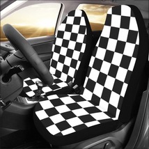 Checkered Black White Racing Pattern Car Seat Covers (Set of 2) - £39.07 GBP