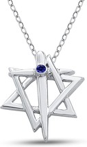 0.25Ct Round Sapphire Star of David Cross Pendant Necklace 14K White Gold Over - £32.70 GBP