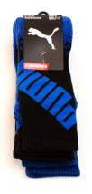 Puma Black &amp; Blue Cushioned Crew Socks 3 Pair New in Package Men&#39;s 6-12 - £25.23 GBP