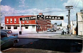 Canada Ontario Fort Frances Welcome to Canada Sign Posted 1958 Vintage Postcard - £7.48 GBP