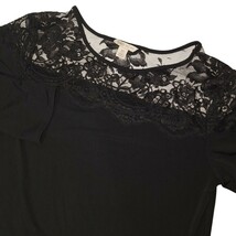 Cato Women&#39;s Romantic Lace Top Size XS Black Semi-Sheer Blouse w/ Tie Waist - $22.37 CAD