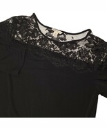 Cato Women&#39;s Romantic Lace Top Size XS Black Semi-Sheer Blouse w/ Tie Waist - $292.44 MXN