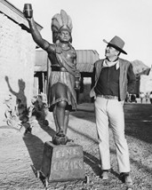 John Wayne Cigar Store Indian Statue On Western Set 16X20 Canvas Giclee - £54.84 GBP