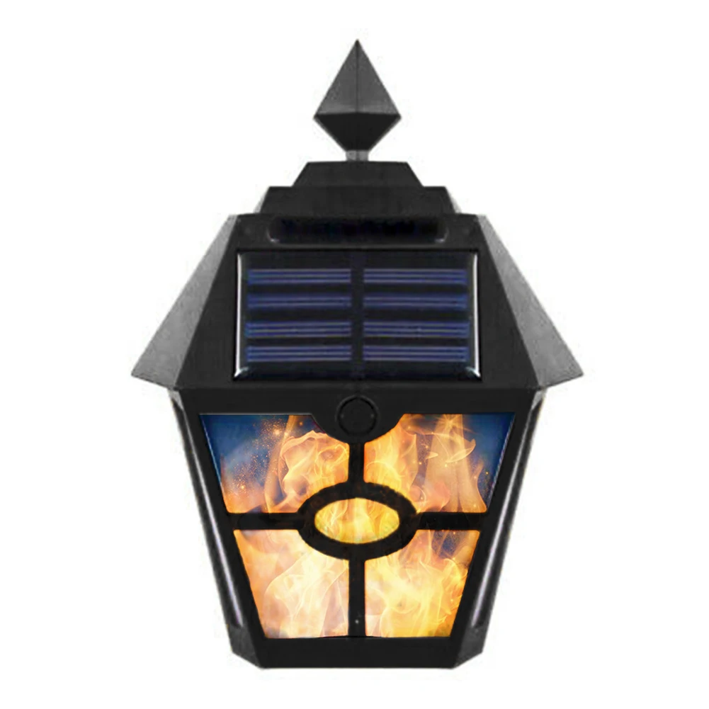 LED Solar Light Retro Flame Torch Wall Light Outdoor Waterproof Courtyard Street - £46.97 GBP