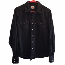 Levis Shirt Mens Medium Button Up Pearl Snap Black Denim  South Western - £53.47 GBP