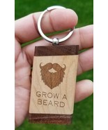 Sikh Punjabi Word Grow A Beard Singh Kaur Khalsa Wood Key Chain Key Ring... - £7.49 GBP