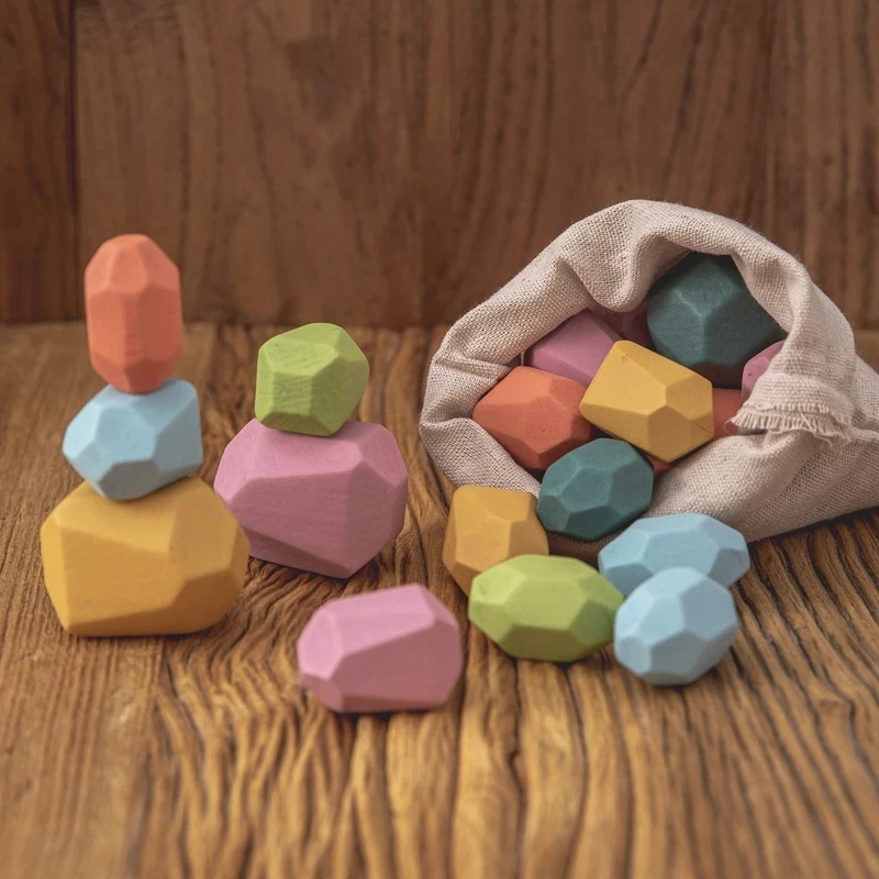Baby Montessori Stacking Game Toy Rainbow Balancing Building Blocks Creative - £11.45 GBP+