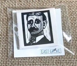East Grove Nikola Tesla Square Button Pin Linocut Print Style - £7.00 GBP