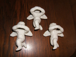 Vintage White Porcelain Flying Angels Set of Three (3) Napkin Rings - £7.41 GBP