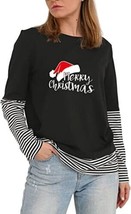 poief Womens Color Block Loose Comfy Tee Tunics - Merry Christmas - Size: S - £10.83 GBP