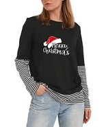 poief Womens Color Block Loose Comfy Tee Tunics - Merry Christmas - Size: S - $13.55