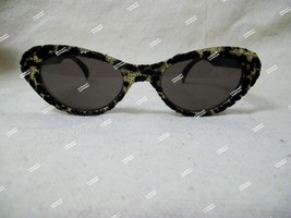 Black Gold Glitter Retro Cat Eye Costume Glasses Masquerade Leopard Anim... - $165.07 MXN