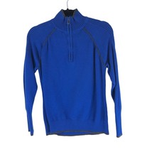 Eddie Bauer Sport Womens Sweater 1/4 Zip Cotton Blend Ribbed Blue L - $12.59