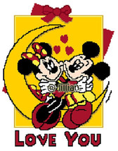 New Mickey Minnie Mouse Dating On Moon Counted Cross Stitch Pattern - £2.92 GBP