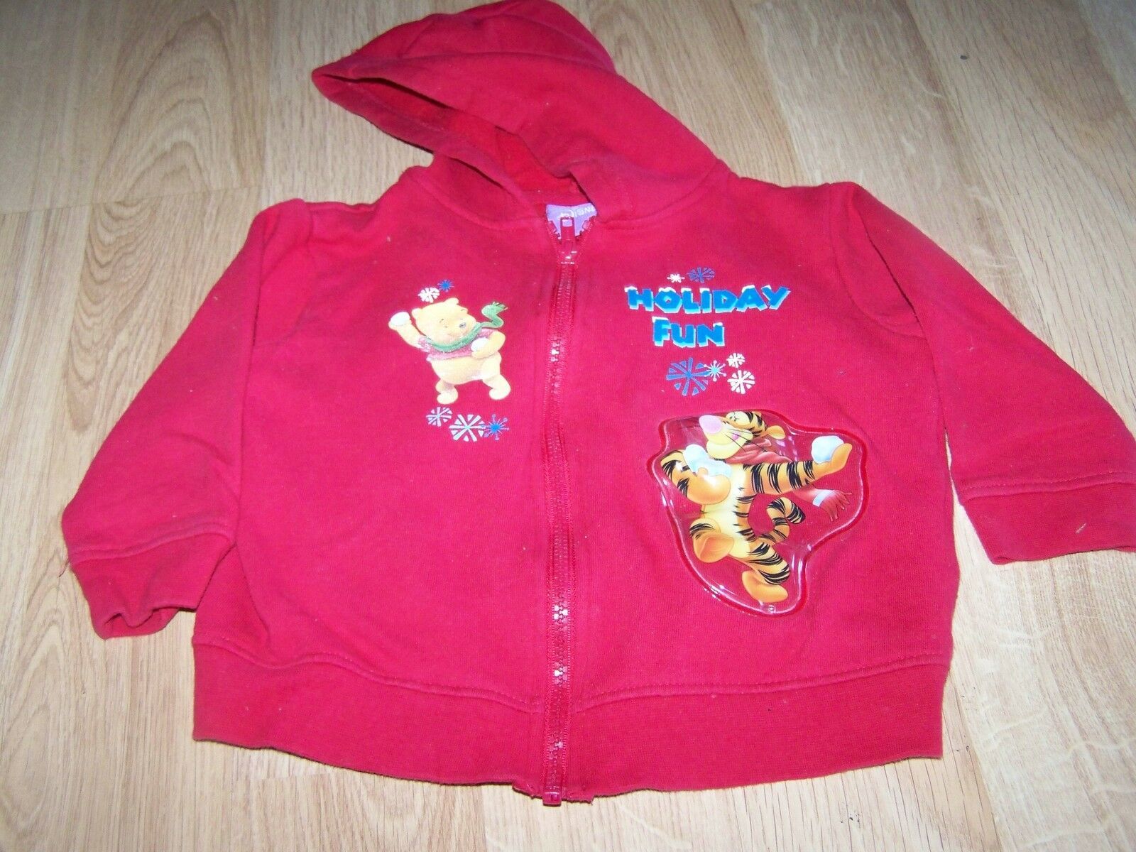 Size 24 Months Disney Winnie the Pooh & Tigger Holiday Hoodie Jacket Red GUC - $10.00