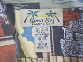 KONA KAI Men Hawaiian ALOHA shirt sz L or XL camp luau tropical cotton blend vtg - $14.99