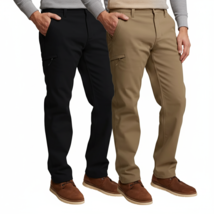 Weatherproof Vintage Men&#39;s Bonded Fleece Lined Cotton Pants Black Tan Co... - $27.49