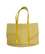 Clinique Yellow Canvas Tote Bag Faux Leather Trim Large Shopper - $25.20